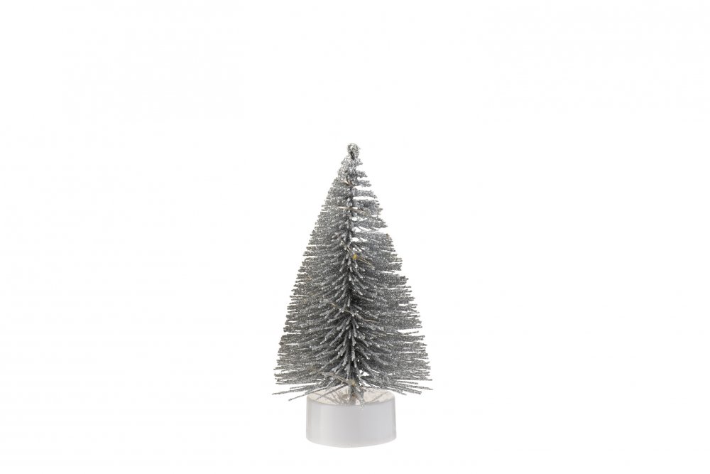 kerstboom+Led Glitter Plastiek Zilver