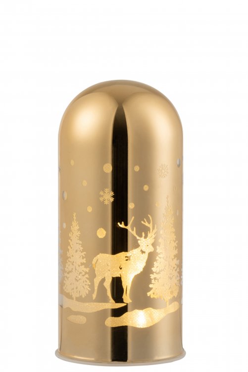 Decoratie Afgeronde Cilinder Led Winter Glas Goud Large