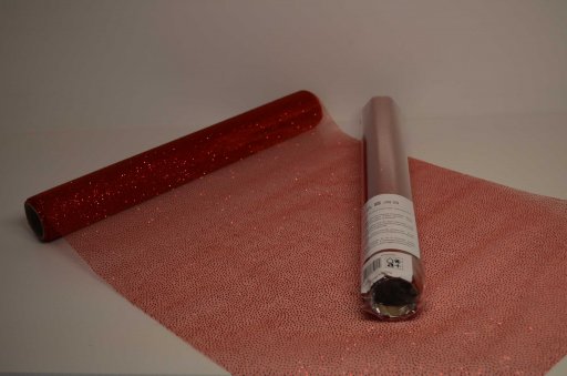 Tafelloper organza glitter bordeaux