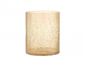 Windlicht Crackle Glas Amber Large